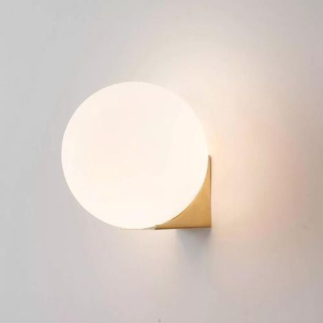 Applique Lampada da Parete con Sfera Bianca opaca Struttura in Metallo, Attacco G9, Design Moderno e Raffinato per Soggiorno, Camera da Letto e Corridoio