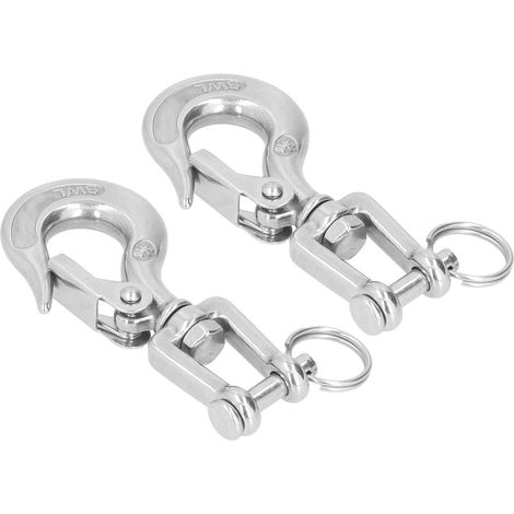 2 pièces Crochet de levage à chape en acier inoxydable 304 Accessoire de gréement avec loquet de sécurité (3/8 (1000 kg)) (1/5)