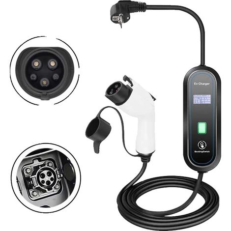 Chargeur EV Portable, Courant de Charge Ajustable de 16A, Design Étanche IP66 (1/2)
