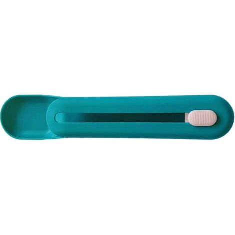 Chat bande cuillère bouton poussoir fente Portable mangeoire ergonomique presser pour animal de compagnie bleu (1/5)