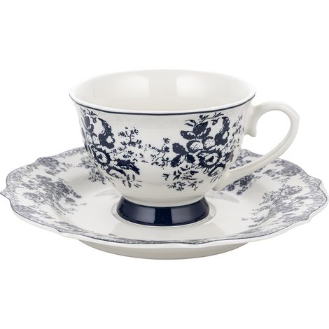 Tasse mit Untertasse, königsblau, 220 ml (1/4)