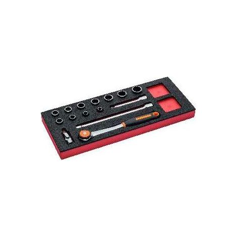 Bahco Fit&Go 1/3 Einlage mit 1/2-Steckschlüssel-Einsätzen und Knarren mit rundem Schlagkopf - 15-tlg. (1/5)