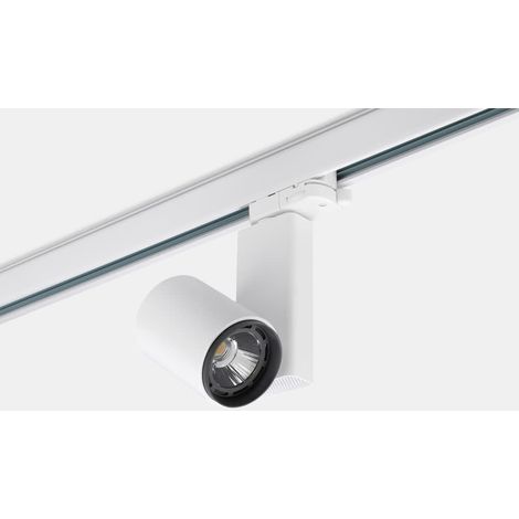 LedsC4 Mach3 - Spot sur Rail LED 12.5W et 1082lm avec Blanc Neutre 4000K. Diamètre 6.3cm. Structure en Aluminium. Coloris Blanc