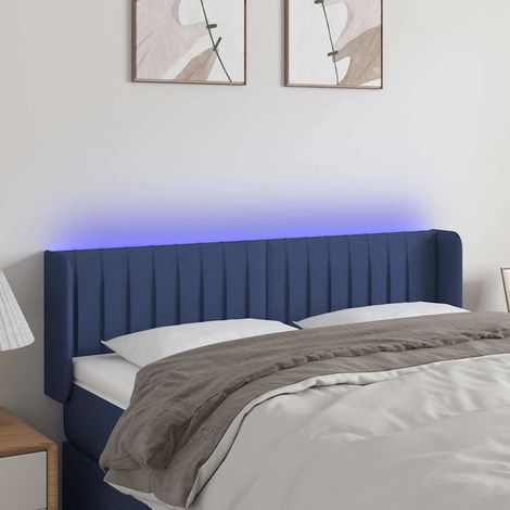 vidaXL Cabecero con LED de tela azul 147x16x78/88 cm (1/5)