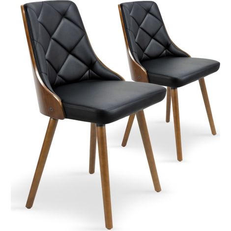Lot de 2 Chaises Scandinave "Cargo" 79cm Noisette & Noir (1/4)