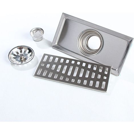 20 x 10 cm rechteckiger Edelstahl-Bodenablauf für Badezimmer, Dusche und Küche