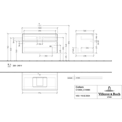 Villeroy & Boch C10900AB WTUS Collaro C10900 1000x548x500mm 2