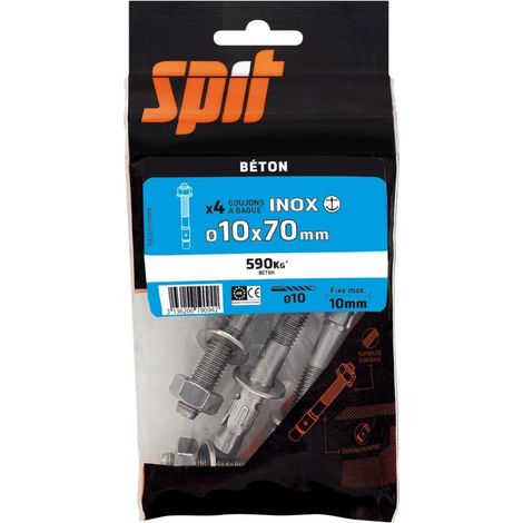 Satz mit 4 SPIT-Stahlringbolzen, 10 mm Durchmesser x 70 mm Länge SPIT