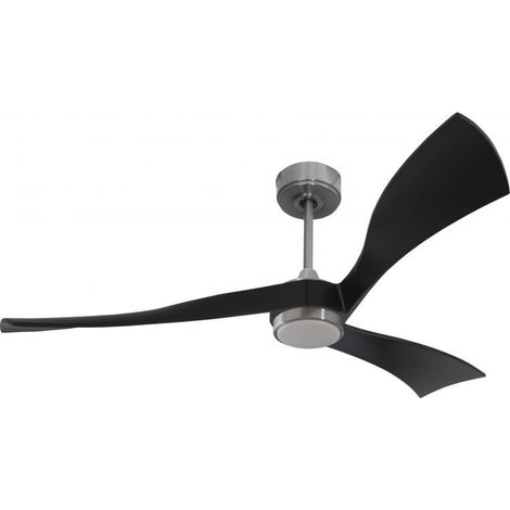 Twist, Ventilateur déstratificateur d'air, pales bois noir 166 Cm Moteur chrome brossé avec point lumineux LED.