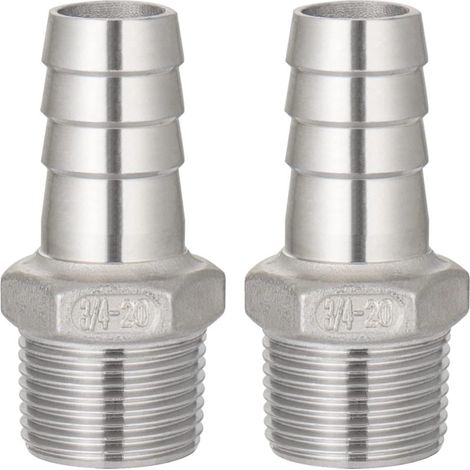 Sechskantverschraubung aus Edelstahl 304 für pagodenförmige Rohre, 3/4 φ 20 mm, 2er-Packung (1/5)