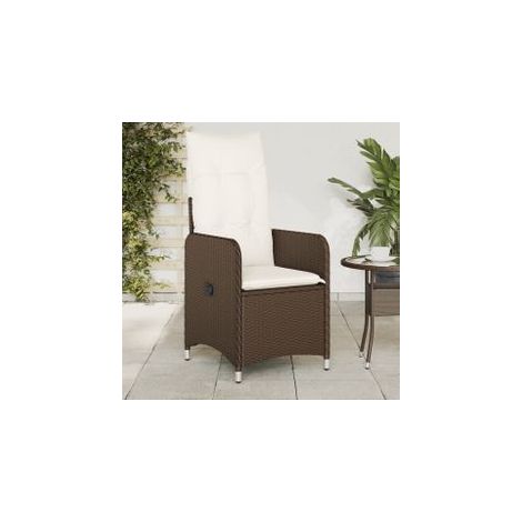 Chaise inclinable de jardin avec coussins marron résine tressée (1/5)