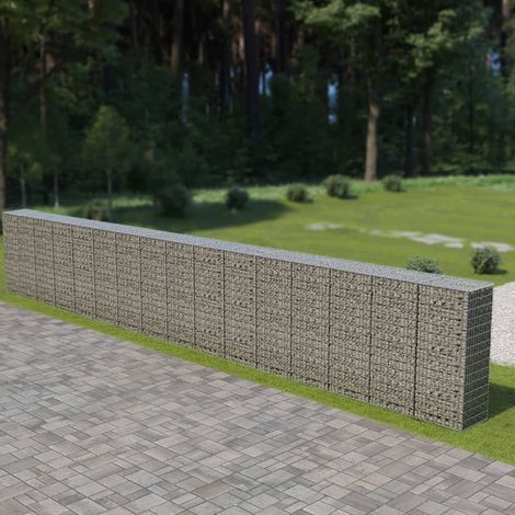 Mur à gabion Jardinière à gabion Panier de Gabion de Jardin avec couvercles Acier galvanisé 900 x 50 x 150 cm KOL1162 (1/5)