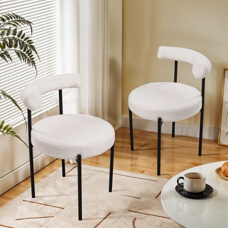 2PCS Sherpa Fleece Upholstered Dining Chairs (1/3)