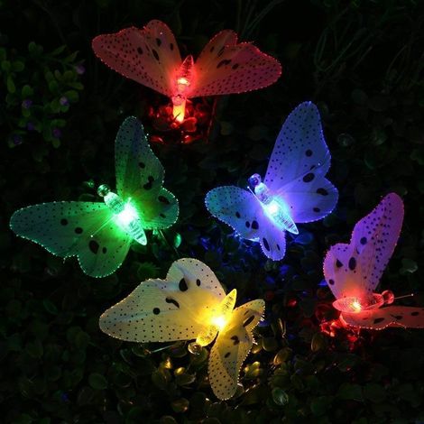 Butterfly Solar Fairy Lights, 30 LEDs RGB LED Fairy Light 6.5 m Total Length 8 Modes Outdoor Garden Decoration String Light (1/5)