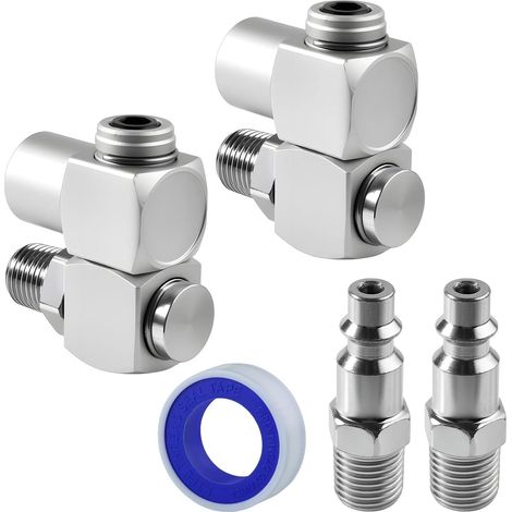 Lot de 2 Raccords Pneumatiques Rotatifs 360° 1/4 NPT, Connecteur de Tuyau d'Air Anti-Fuite avec Embout Rapide MNPT 1/4, Pour Compresseur, Outils Pneumatiques (1/5)