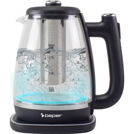 Bouilloire électrique en verre de 1,8 L, théière électrique avec filtre, base rotative à 360 °, arrêt automatique et protection contre la surchauffe – 2200 W (1/5)