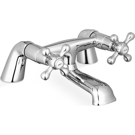 Edwardian Traditional Deck Mounted Chrome Bath Filler Mixer Tap (1/2)