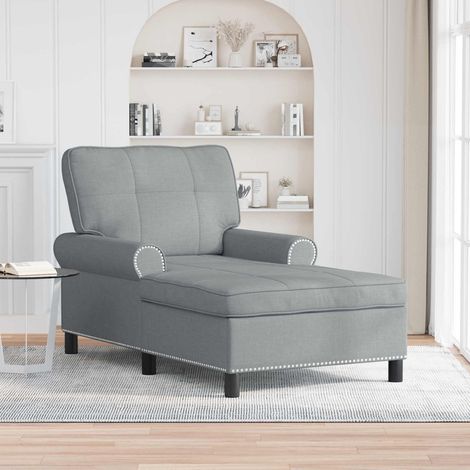vidaXL Chaise Lounge with Cushion Light Grey 91 x 157 x 91 cm Fabric