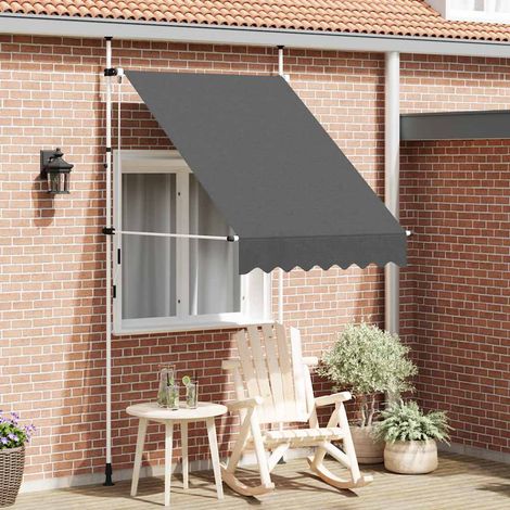 Auvent Rétractable Manuel pour Terrasse et Balcon en Polyester et Acier Anthracite 150 cm - PANGIVO (1/5)