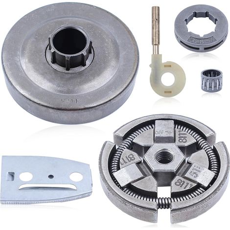 Kit de Tambour d'Embrayage Jante Pignon 3/8"-7T Pompe à Huile pour Husqvarna 51 55 Rancher 50 Scie (1/5)