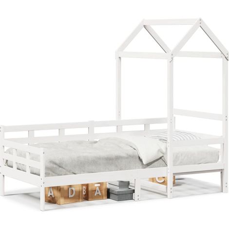 Maison Exclusive - Tagesbett mit Dach Weiß 80x200 cm Massivholz K