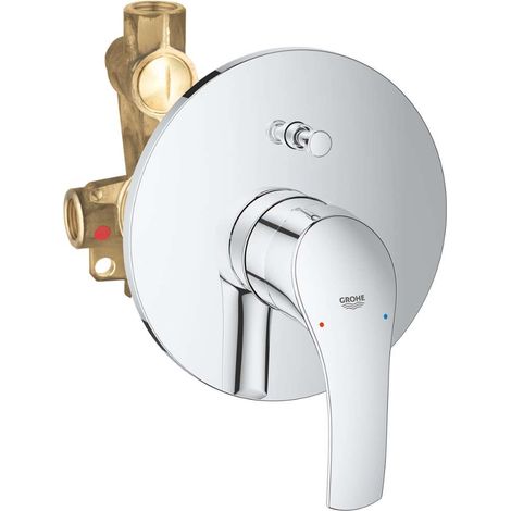 Grohe – Mitigeur de bain Eurosmart 33305002 – Tête de robinet avec inverseur automatique – Hauteur 13,6 cm – Rosace métallique (1/6)