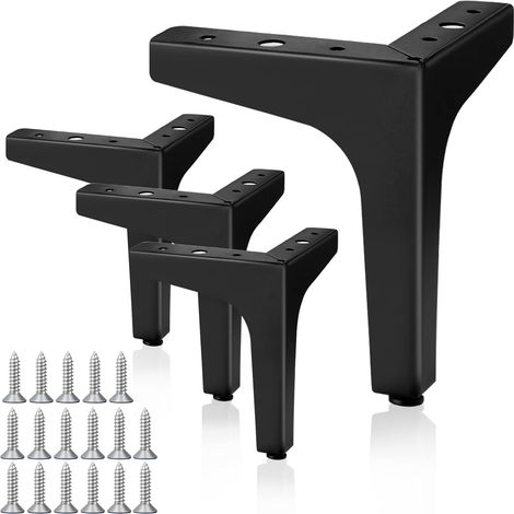 Lot de 4 Pieds de Meubles Noirs 13 cm Triangle Pied Meuble Métal, Bricolage pour Pied de Table Basse, Pieds de Chaise, Pieds de Canapé, Pieds Meuble Cuisine(Noir 4pcs-13cm)