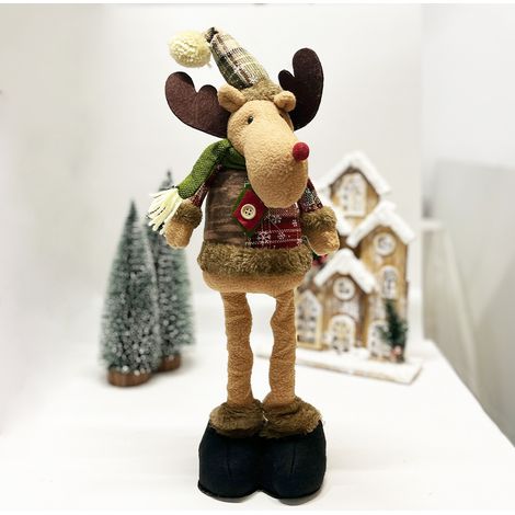 Sapins de Noël, rennes de Noël nostalgiques, peluches extensibles à carreaux, décorations pour hôtels et centres commerciaux, (40-60 cm) × 12 cm × 8 cm (1/5)