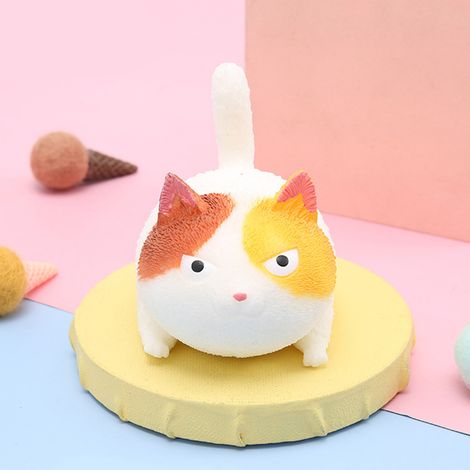 Weiche, leicht zusammendrückbare, katzenförmige Anti-Stressbälle – ein entspannendes Spielzeug für Kinder und Erwachsene, weiß. (1/5)