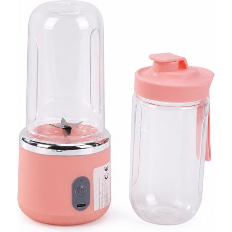 Blender Portable Rechargeable USB Rose, 6 Lames, 2 Gobelets, pour Jus et Smoothies (1/5)