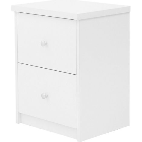 2 Drawer Bedside Cabinet - Metal - L33.5 x W40.8 x H53.6 cm - White - Flat Packed