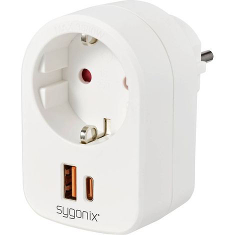 Sygonix SY-6713236 Presa di corrente intermedia con USB Bianco (1/5)