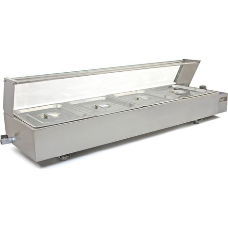 Kukoo - Espositore a Bagnomaria in Acciaio Inossidabile con 4 Vaschette