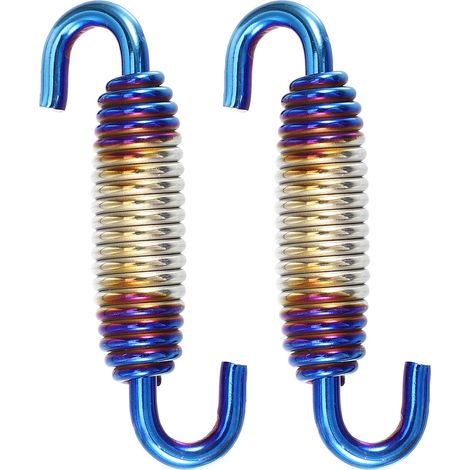 Ressort D'Échappement Universel 2pcs Pour Moto En Acier 304 Couleur: Argent, Violet, Bleu, Jaune, Longueur Ressort 33mm, Crochet Pivotant, Résistant Haute Température, Pour Scooter VTT (1/5)