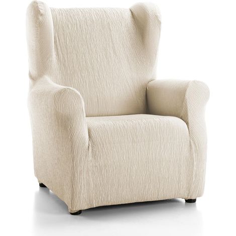 Housse de Fauteuil à Oreilles 33x8x42 cm Blanc Ivoire (1/5)