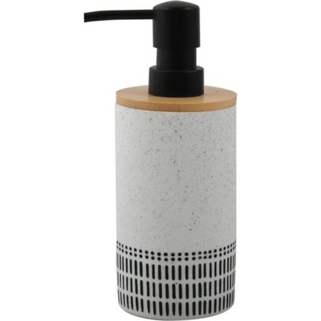 Distributeur de savon Polyrésine & Bambou YUMA Noir & Blanc Spirella (1/3)