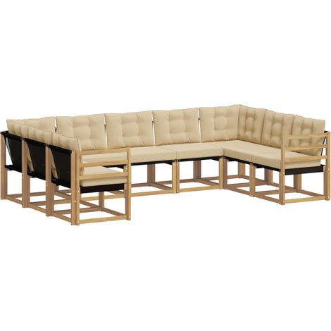 Outdoor-Sofagarnitur 9 stk. Weiß und Beige vidaXL (1/5)