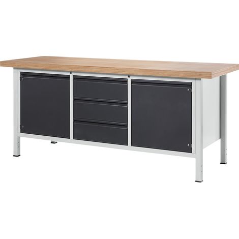 RAU, Établi, sur piétement série 8500, 3 tiroirs, 2 portes,