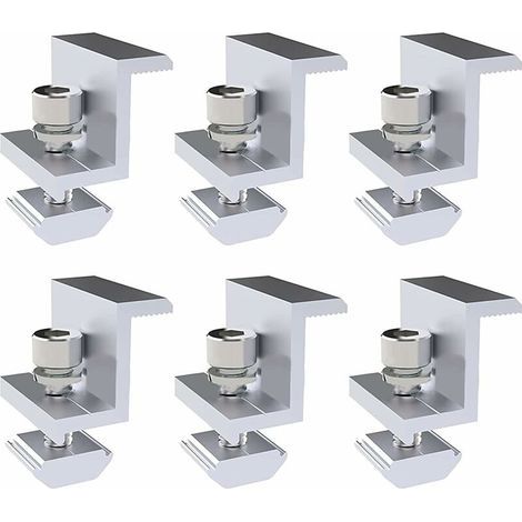 Lot de 6 supports de montage pour panneau solaire, supports PV à pression latérale de type Z, hauteur 30 mm (1/5)