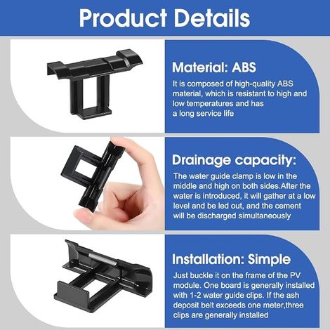 Solar Panel Drainage Clips Sludge Drain Clip for Photovoltaic Panel PV Module Cleaning Clips for Water Discharge (1/4)