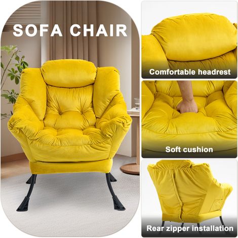Fauteuil paresseux,fauteuil relaxant avec cadre métallique et poche latérale,fauteuils confortables de style simple pour chambres,salon,balcon(BO) (1/5)
