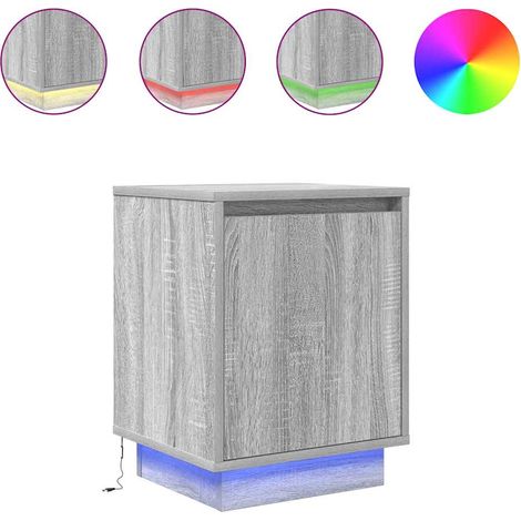 Maison Exclusive - Nachttisch mit LED-Leuchten Grau Sonoma 38x34x