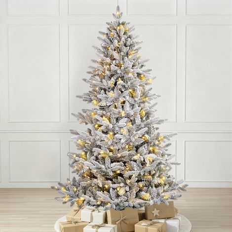 Sapin de Noël artificiel, sapin de Noël artificiel illuminé, sapin enneigé, 180 cm (1/5)