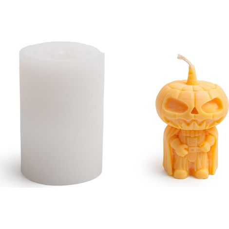 Stampo in silicone per candele a forma di omino con testa di zucca, 5,7x8,5 cm