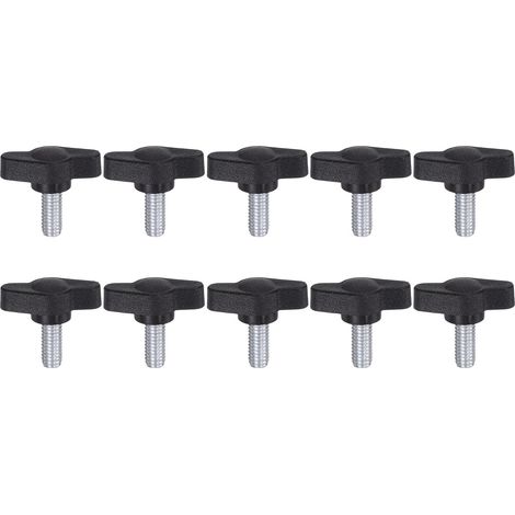 Sternförmige Spannschrauben – 10er-Pack – Kunststoff und Stahl – Gewinde M6 x 14 mm – Für Industriemaschinen – Schwarz (1/5)