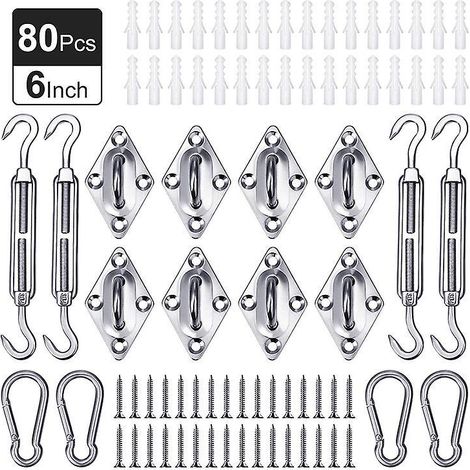 80 Pices-kit De Fixation Pour Voile D'ombrage,kit De Montage Complet En Acier Inoxydable Pour Voile D'ombrage Triangle, Rectangle Et Carr (1/5)