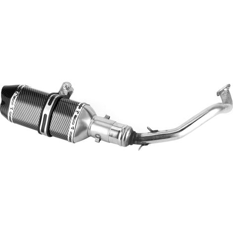Système D'échappement Complet, Tuyau de Collecteur de Silencieux de Moto en Acier Inoxydable pour GY6 125, avec Style en Fibre de Carbone, Performance Durable et Résistante à la (1/5)