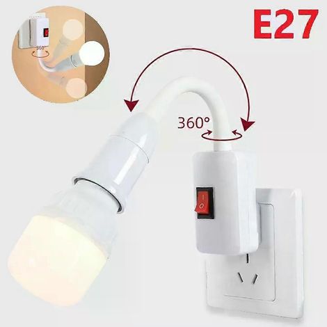 Direkteinsteckbarer, 360° drehbarer E27-Fassungsadapter mit Schalter für LED-Lampen (EU/US-Stecker) (1/4)