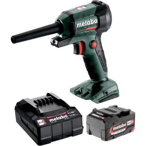 Metabo – Soufflette gonfleur 18V – Débit d'air 0,7 m³/min – Vitesse max 122 m/s – 3 buses incluses – Pour nettoyage et gonflage rapide