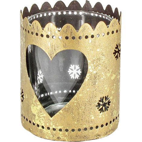 Candelabro natalizio dorato a forma di cuore in metallo, decorazione festiva